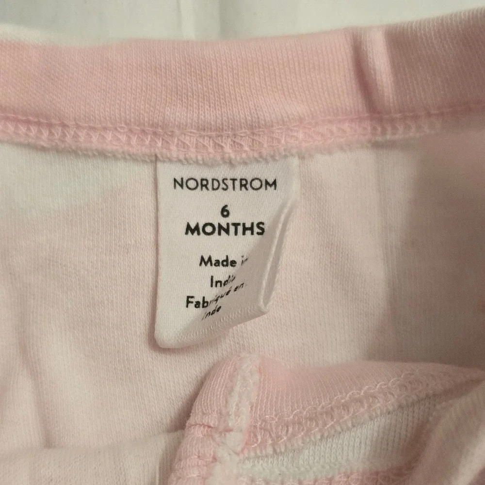 Nordstrom Baby Pink Swan Print Footed Sleeper Snap Up Romper 6 Months